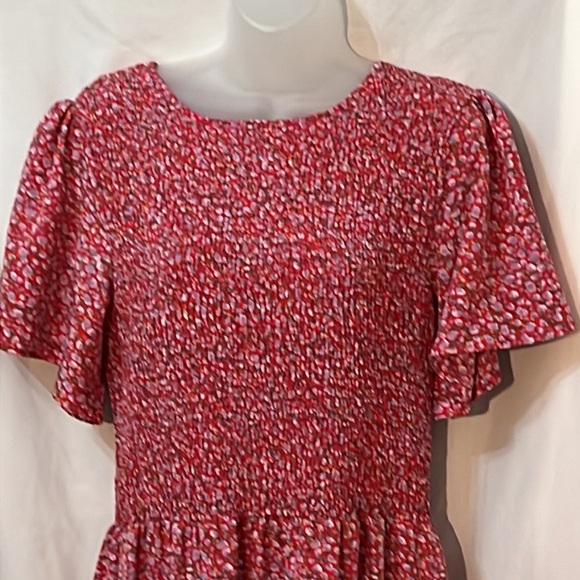 Fashion Floral Red Dress Tier Skirt Long Length Size XL - Picture 2 of 8